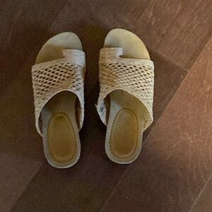 Bare Traps tan wedge sandals possibly size 6 women’s as the size is not on them.